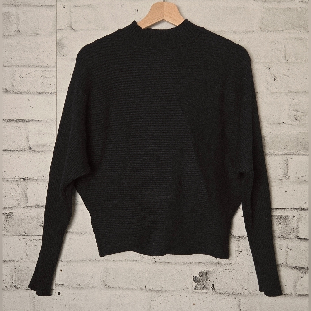 Belldini Black Ribbed Mock Neck Dolman Sleeve Sweater Women’s M